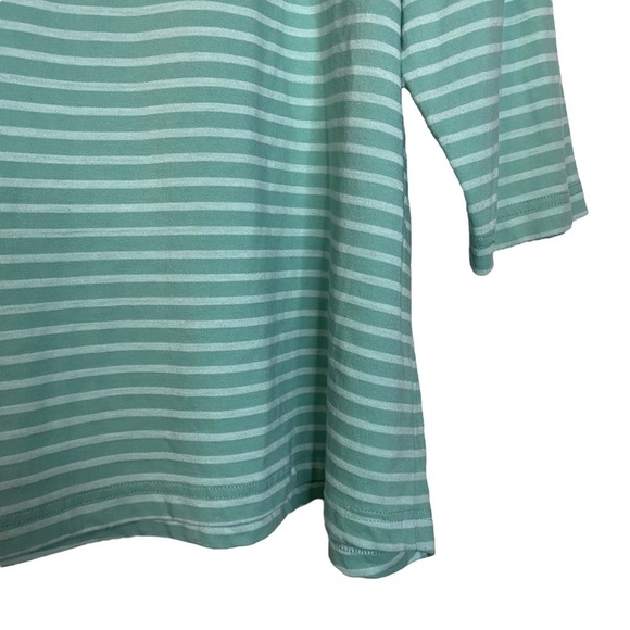 Hot Cotton Woman Mint Green Striped 3/4 Sleeve Tee Shirt Plus Size 2X - Picture 12 of 16